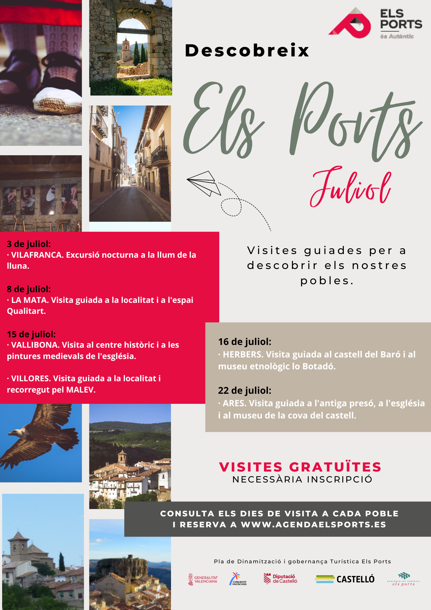 cartell amb les visites guiades de la campanya, descobreix Els Ports